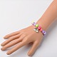 Neon Acrylic Round Beads Stretch Bracelets for Kids BJEW-JB01456-02-2