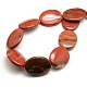 Flat Oval Natural Red Jasper Beads Strands G-P062-22-2