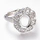 Adjustable Brass Micro Pave Clear Cubic Zirconia Finger Ring Components ZIRC-I049-19P-1