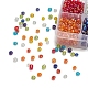 8色の丸いガラスシードビーズ  透明色の虹  ラウンド  ミックスカラー  約15g /カラー SEED-YW0001-52-5