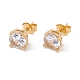 6 Pairs Cubic Zirconia Flat Round Stud Earrings EJEW-G291-04D-M-5