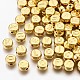 CCBプラスチックビーズ  水平穴  アルファベット付きフラットラウンド  ゴールドカラー  7x4mm  穴：1.8mm X-CCB-N004-002G-1