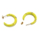 Brass Enamel Half Hoop Earrings EJEW-B004-03G-4