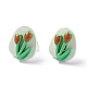 Juego de aretes de resina esmaltados de tulipán y sakura y redondos para niñas y mujeres EJEW-D278-14S-2