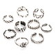 9Pcs 9 Style Alloy Cuff Finger Rings RJEW-LS0001-28AS-4