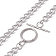 304 Stainless Steel Curb Chain Necklace with Toggle Clasps for Women NJEW-E059-01P-3