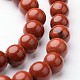 Redondas hebras de abalorios de jaspe natural de color rojo G-J346-21-6mm-1
