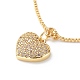 Bracelet coulissant avec pendentif en forme de cœur en zircone cubique transparente avec chaînes en laiton pour femme BJEW-JB08788-2