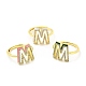 Mixed Color Enamel Initial Letter Adjustable Ring with Clear Cubic Zirconia RJEW-P045-01G-M-1