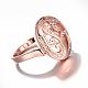 Real Rose Gold Plated Brass Oval Finger Ring for Women RJEW-BB06484-7RG-4