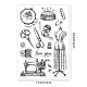 GLOBLELAND Vintage Sewing Clear Stamps Retro Sewing Tools Skirts Handkerchief Silicone Clear Stamp Seals for Cards Making DIY Scrapbooking Photo Journal Album Decoration DIY-WH0167-56-1108-6