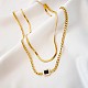 304 Stinless Steel Herringbone & Cuban Link Chains Double Layered Necklaces NJEW-H024-01G-6