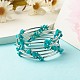 5-Loop Synthetic Turquoise(Dyed) Chip Beaded Wrap Bracelets for Women BJEW-JB01517-09-2