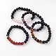 Natürliche Lava Rock Perlen Stretch Armbänder, mit Edelsteinperlen und Messing Zubehör, Platin Farbe, 58 mm