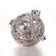 Brass Micro Pave Clear Cubic Zirconia Bead Cage Pendants ZIRC-L075-57A-P-1