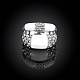 女性のための二重ループスズ合金チェコラインストーンパーティー指輪  エナメル  プラチナ  サイズ6  16.5mm RJEW-BB15389-6P-4