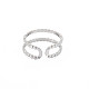 304 Stainless Steel Double Line Open Cuff Ring for Women RJEW-S405-227P-2