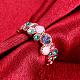 Laiton gracieux colorés TCHEQUE anneaux strass doigt pour les femmes RJEW-BB02271-8A-4