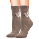 毛糸の靴下  冬の暖かいサーマルソックス  リス模様  淡い茶色  250x70mm COHT-PW0002-63D-1