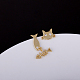 Aretes colgantes de gatito con circonita cúbica de latón chapado en oro real EJEW-EE0001-213-4
