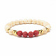 Natural Wood  & Synthetic Lava Rock(Dyed) Round Beaded Stretch Bracelet BJEW-JB07815-4