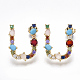 (vendita di fabbrica di gioielli per feste) orecchini a bottone in ottone con micro pavé di zirconi cubici EJEW-S201-41U-2