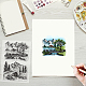 GLOBLELAND Realistic Landscape Background Clear Stamps Bridge River Tree Idyllic Scenery Silicone Clear Stamp Seals for Cards Making DIY Scrapbooking Photo Journal Album Decoration DIY-WH0167-56-1136-2