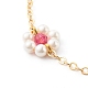 Perle di conchiglia e perline acriliche bracciali a maglie di fiori X1-BJEW-TA00003-04-4