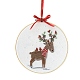 クリスマスをテーマにしたDIY刺繡カップマットセット  模造竹刺繡フレームを含む  鉄製ピン  刺繡布  綿のカラフルな刺繡糸  鹿の模様  30x30x0.05cm DIY-P021-B05-1