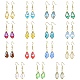 15 Paar tropfenförmige Ohrhänger aus Glas in zwei Farben EJEW-JE05399-1