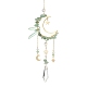 Scaglie di avventurina verde naturale e decorazioni in ottone con pendente a forma di luna HJEW-TA00066-02-1