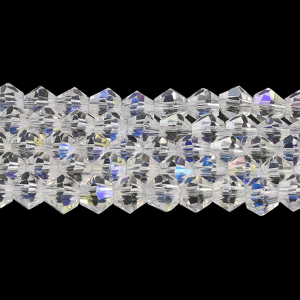 Lot De 6 Perles En Verre Transparent à Reflets Multicolores - 2 Trous, Pour Création De Bijoux