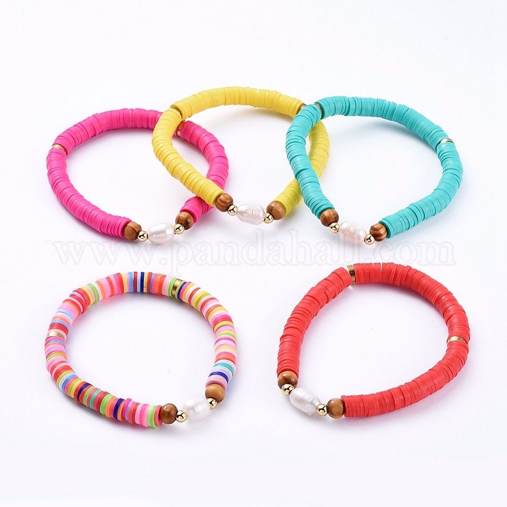 Wholesale Handmade Polymer Clay Heishi Bead Stretch Bracelets ...