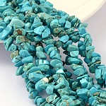 Blanc perles de puces de jade naturels teints, imitation turquoise vert, bleu profond du ciel, 4~10x4~6x2~4mm, Trou: 1mm, Environ 210 pcs/chapelet, 35.4 pouce