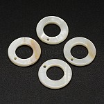 Donuts charms cáscara de agua dulce, blanco cremoso, 15x2mm, agujero: 2 y 5 mm