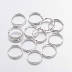 Anillos partidos de hierro plateado color plata, anillos de salto de doble bucle, sin plomo y cadmio, 10x1.4mm, aproximamente 8.6 mm de diámetro interior, aproximamente 200 unidades / 50 g