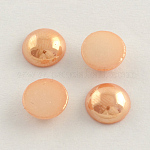 Cabujones de cristal opaco plisado perlado, medio redondo / cúpula, peachpuff, 13~14x5~5.5mm