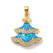 Рождественский латунный кулон с цирконием Micro Pave KK-H468-03B-01G