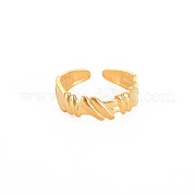 Placage ionique (ip) 304 anneau de manchette ouvert à rayures en acier inoxydable pour femme RJEW-S405-177G