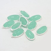 Silver Color Plated Brass Glass Pendants GLAA-J047-06S