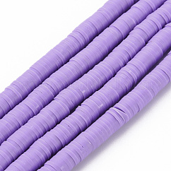 手作り樹脂粘土ビーズ連売り  ヒシビーズ  ディスク/フラットラウンド  ライラック  6x0.5~1mm  穴：2mm  約320~447個/連  15.74インチ〜16.92インチ