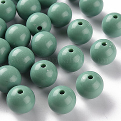 Abalorios acrílicos opacos, redondo, cadete azul, 16x15mm, agujero: 2.8 mm, aproximamente 220 unidades / 500 g