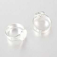 Supports de base de l'anneau de garniture en laiton réglable, Sans cadmium & sans nickel & sans plomb, couleur argentée, Plateau: 12 mm, 18mm