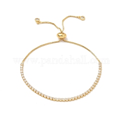 Bracelets de chaîne de zircone cubique en laiton placage de rack réglable, bracelet coulissant pour femme, sans plomb et sans cadmium, véritable 18k plaqué or, 10-3/4 pouce (27.4 cm)