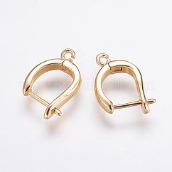 Boucles d'oreilles créoles en laiton avec fermeture à loquet, véritable 18k plaqué or, 20x14x3.5mm, Trou: 1.5mm, pin: 1 mm
