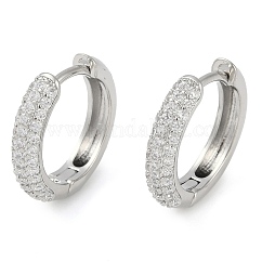 Anello di placcatura in ottone orecchini a cerchio con micro pavé di zirconi, placcato di lunga durata, piombo & cadimo libero, vero placcato oro 18k, chiaro, 19x4mm