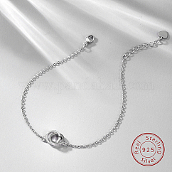 Anneaux entrelacés 925 bracelets à maillons en argent sterling, avec tampon s925, couleur d'argent, 6-3/4 pouce (17 cm)