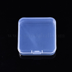 Conteneurs de stockage de billes carrées en polypropylène (pp), avec couvercle à charnière, pour bijoux petits accessoires, clair, 6.5x6.5x1.9 cm, compartiment: 62x62 mm
