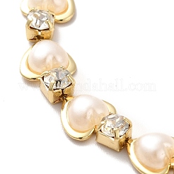 Браслет-цепочка с железным сердцем и квадратным звеном и прозрачным кубическим цирконием BJEW-I300-06G