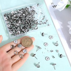 100 pièce de support de boucle d'oreille à tige ronde et plate en acier inoxydable&nbsp;STAS-SP0001-61B-P